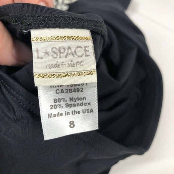 L*SPACE Venice Monokini One-Piece Swim Suit Cut Out Black White 8 - Picture 9 of 10